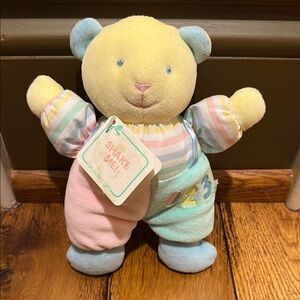 NWT😊 Eden Toys Yellow, Green, Blue & Pink Stuffed Animal 1,2,3 Bear Rattle